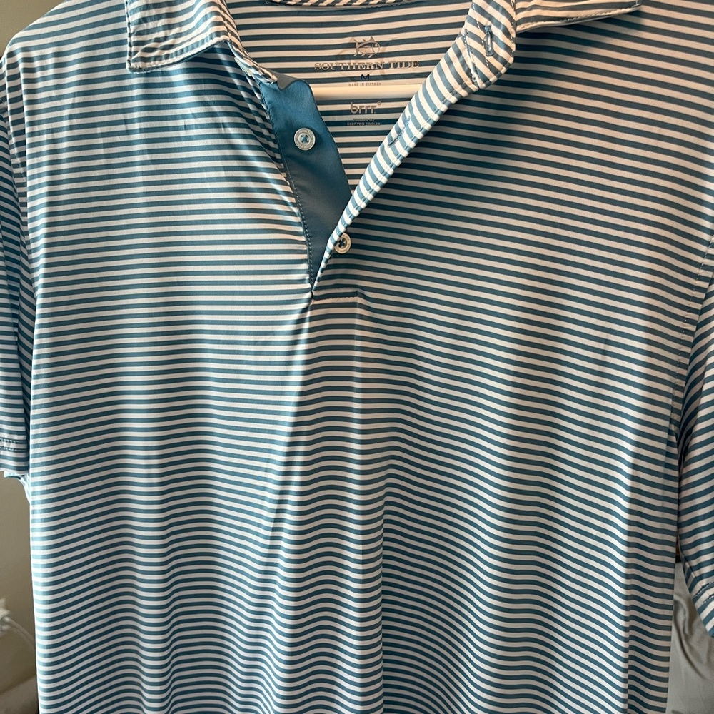 Men's Blue Striped Polo Shirt